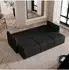 Masseno SUVI III Schlafsofa mit Bettkasten, geflochtener Stoff, schwarz, 220cm