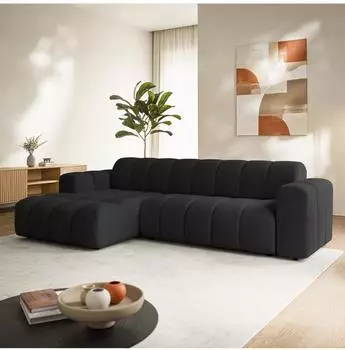 Masseno SETIA Ecksofa L-Form, Strukturstoff, schwarz, 304x165cm (800001819314)