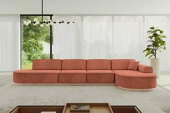 ALTDECOR MARI-L3-v1 Ecksofa L-Form Velours koralle (800001724151)