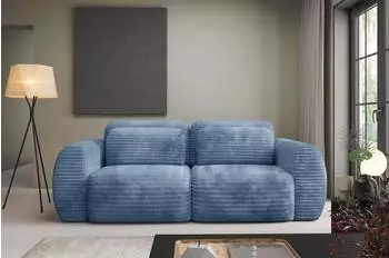 Fun M&ouml;bel Simone 2-Sitzer Sofa mit Schlaffunktion, Stoff Ambience himmelblau