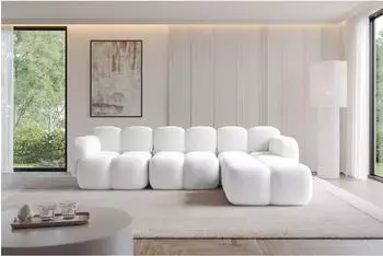 ALTDECOR Miko-L2 Ecksofa L-Form Boucl&eacute; wei&szlig; 302x205cm (800001940796)