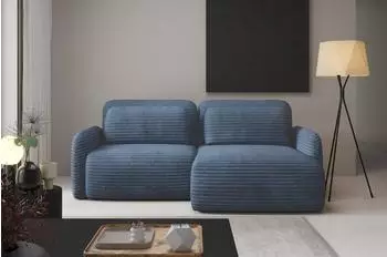 Fun M&ouml;bel Simone Ecksofa Schlafsofa, Stoff Ambience, blau, Ottomane rechts
