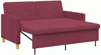 vidaXL Schlafsofa ausziehbar, Stoff, weinrot (42033341)