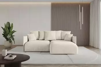 ALTDECOR ONESK-L Ecksofa mit Schlaffunktion und Bettkasten, Velours, beige (800001936252)
