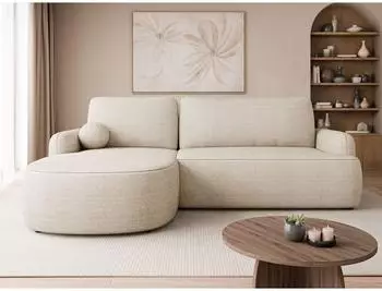 Mirjan24 Loridu Ecksofa L-Form links, Schlaffunktion, Bettkasten, sandfarben (800001547454)