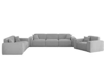 Fun M&ouml;bel Celes Premium Sofaset 3-2-1, Stoff Sven, hellgrau