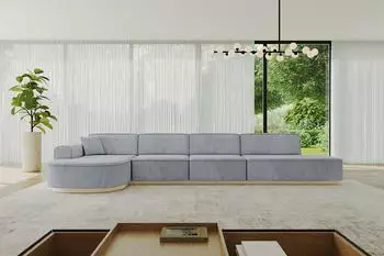 ALTDECOR ARRIO-L3 Ecksofa L-Form, Velours, hellgrau, 413x171x83cm (800001936329)