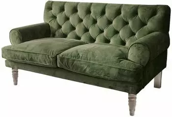 Loberon Sofa Carme, Chesterfield-Steppung, Samt, gr&uuml;n (19563-8-1)