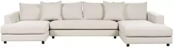 Beliani Lilviken Ecksofa 5-Sitzer U-Form Stoff hellbeige