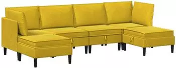 vidaXL Wohnzimmergarnitur 6-teilig, gelb, Samt (3413762)