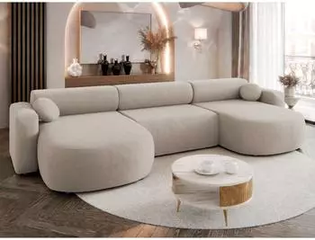 Mirjan24 Nicelo U Wohnlandschaft U-Form mit Schlaffunktion und Bettkasten (800001165861)