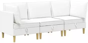 vidaXL Modulares Sofa-Set mit Stauraum, 3-tlg., wei&szlig;, Stoff