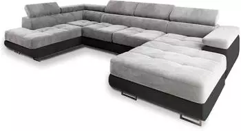 Masseno CASONE Ecksofa L-Form mit Schlaffunktion und Bettkasten, hellgrau (CASONE L-S MONOLITH 84 + MONOLITH 95)