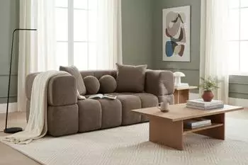 Fun M&ouml;bel VEGA 2-Sitzer Sofa, Stoff Egon, braun