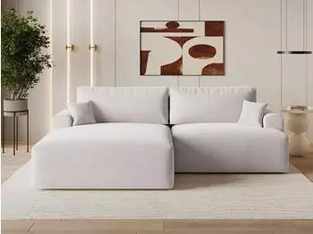 GRAINGOLD Serene L Ecksofa L-Form mit Schlaffunktion und Bettkasten, grau (Castel 80)