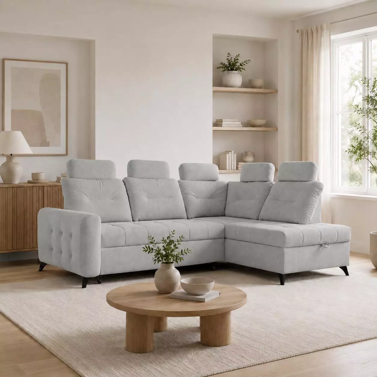 Home Collective Ecksofa ausziehbar mit Bettkasten, L-Form 250x200cm, Bonnell-Federkern, aschgrau Ecksofa ab 1.719,90€