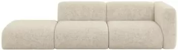 ALTDECOR MIRA-S3 modulares Sofa mit Ottomane rechts, Velours, creme, 296x89x70cm (800002003649)