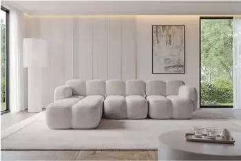 ALTDECOR Miko-L2 Ecksofa L-Form, Velours, hellgrau, 302x205cm (800001940777)