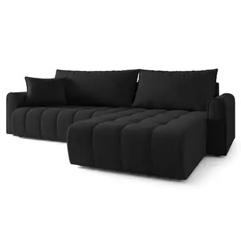 Masseno Friga Ecksofa L-Form mit Schlaffunktion & Bettkasten, schwarz, 283x185cm (800001917502)