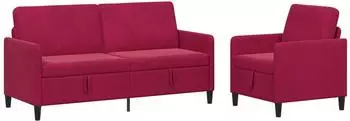 vidaXL Sofa-Set mit Stauraum 2-teilig, weinrot, Polyester (3429223)