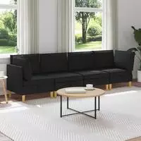 vidaXL Wohnzimmergarnitur mit Kissen mit Speicher 4 pcs Schwarz Stoff