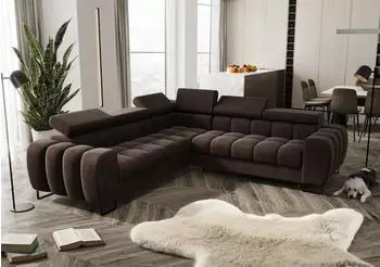Fun M&ouml;bel BASTIEN Ecksofa Schlafsofa, Stoff, terra braun