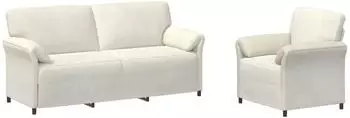vidaXL Sofa-Set 2-teilig, creme, Samt (3424921)