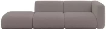 ALTDECOR MIRA-S3 modulares Sofa mit Ottomane rechts, Boucl&eacute;, braun, 296x89x70cm