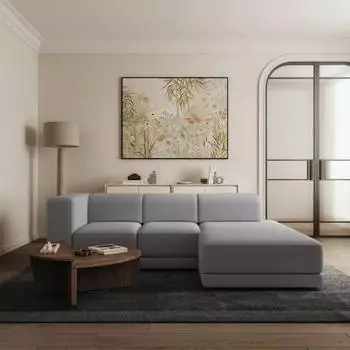 Selsey Novals Ecksofa L-Form, 4-Sitzer, Chenille grau, 278cm