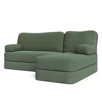 Masseno SABI Ecksofa mit Schlaffunktion, Boucl&eacute;-Stoff, gr&uuml;n, 200x120cm