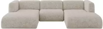 ALTDECOR Mira-U1 Wohnlandschaft U-Form Velours beige 317x179x70cm