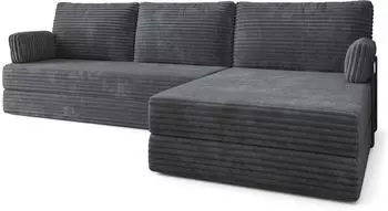 Masseno ANKO Ecksofa modular mit Schlaffunktion, grau, Kordstoff, L-Form (800001994012)