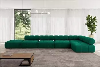 ALTDECOR Favio-L3 Ecksofa L-Form, Velours, dunkelgr&uuml;n, 7-Sitzer, 475x190cm (800001570292)