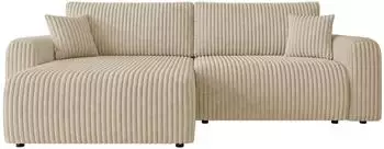 Mirjan24 Floryn L Cord Bis Ecksofa mit Schlaffunktion und Bettkasten, L-Form (Ambience 03)