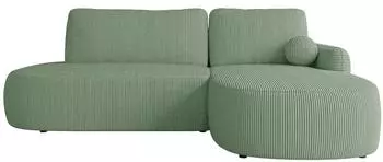Mirjan24 Loridu O Cord Ecksofa L-Form, mintgrün, Schlaffunktion, Bettkasten, rechts (800001993138)