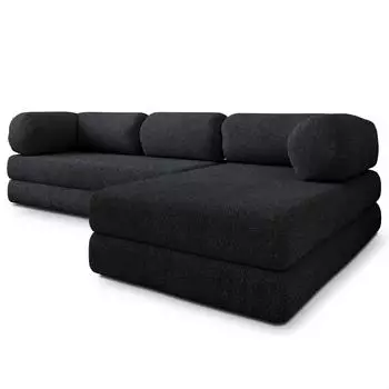 Masseno KELI Ecksofa mit Schlaffunktion, Boucle-Stoff, schwarz (800001993877)