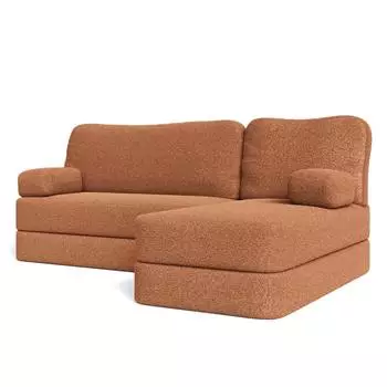 Masseno SABI Ecksofa modular, Schlaffunktion, orange Boucl&eacute;-Stoff, 200x120cm (800001993985)