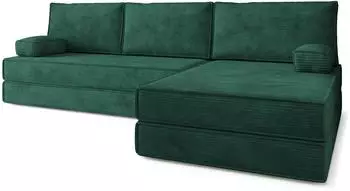 Masseno Anko Ecksofa mit Schlaffunktion, Kordstoff, gr&uuml;n, 270x160cm (800001993942)