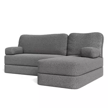 Masseno SABI modulares Ecksofa mit Schlaffunktion, grau, Boucl&eacute;-Stoff (QUELLE 92)
