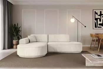 ALTDECOR MARI-L1v3 Ecksofa L-Form Velours, ecru, 243x171cm (800001940775)