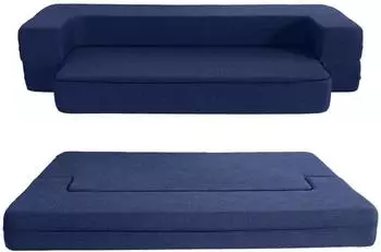 LuxusKollektion Boden-Doppelsofa faltbar 2-in-1 Memory-Schaum dunkelblau
