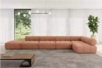 ALTDECOR Favio-L3 Ecksofa L-Form, Velours, apricot, 475x190x70cm (800001570284)
