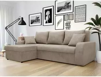 Mirjan24 Kris Lux Ecksofa L-Form mit Schlaffunktion & Bettkasten, taupe (800001993159)