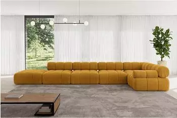 ALTDECOR Felto-L3 Ecksofa L-Form, Cord, senfgelb, 475x190x70cm (800001554879)
