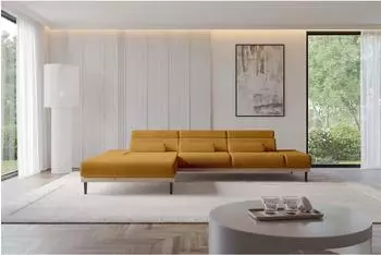 ALTDECOR Mona Ecksofa L-Form elektrisch, Cord senfgelb, 316x205cm (800002026701)