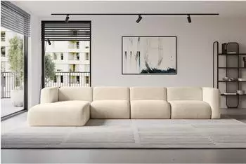 ALTDECOR Mira-L3 Ecksofa L-Form Cord beige, Ottomane links (800002004677)
