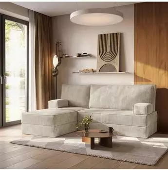 Masseno NOTIA Ecksofa mit Schlaffunktion, modular, Kordstoff, creme (800001993816)