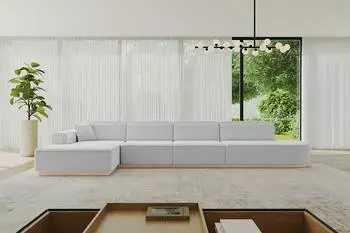 ALTDECOR IREA-L3 Ecksofa L-Form, Boucl&eacute;, hellgrau, 5-Sitzer (800001931959)