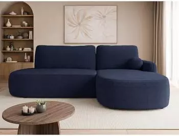 Mirjan24 Loridu O Ecksofa L-Form mit Schlaffunktion & Bettkasten, Chenille, dunkelblau (800001992987)