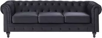 Beliani Chesterfield Sofa 3-Sitzer Samt schwarz